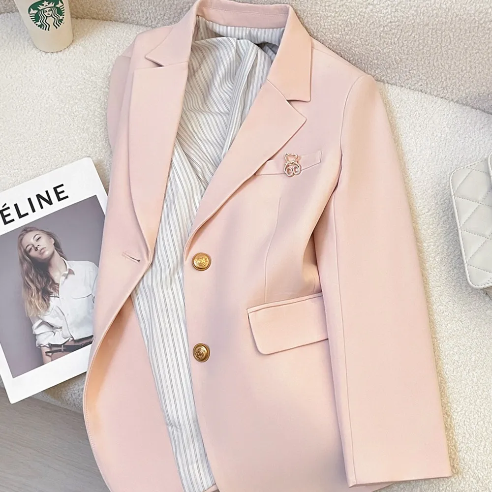 Pink women's casual suit jacket Classic Fashion Design Women's Coat office Style, Gentle and Versatile Ladies' Clothing Suit
Pink women's casual suit jacket Classic Fashion Design Women's Coat office Style, Gentle and Versatile Ladies' Clothing Suit