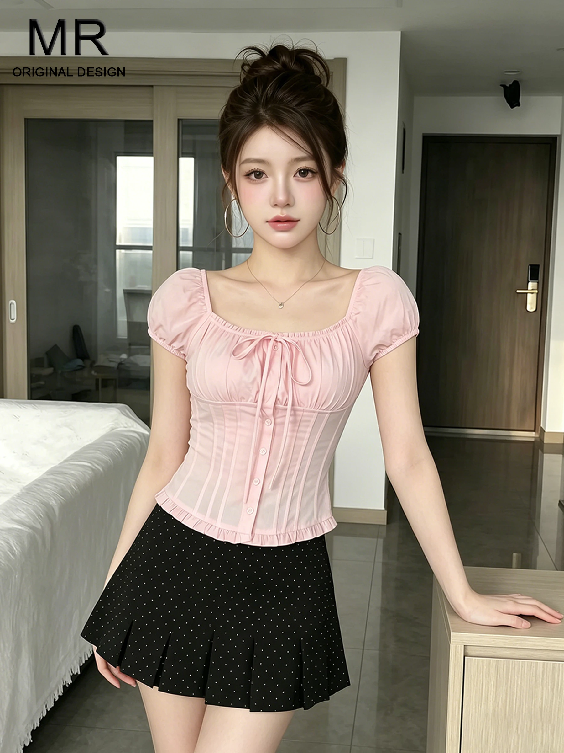 Pink One-Shoulder Bubble-Sleeve Short-Sleeve Women's Summer Top And Skirt Set Casual Loose Fit Fashion Ensemble
Pink One-Shoulder Bubble-Sleeve Short-Sleeve Women's Summer Top And Skirt Set Casual Loose Fit Fashion Ensemble
