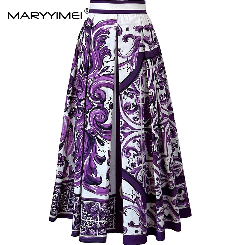 MARYYIMEI Spring and Summer New Women Purple Baroque print Cotton Casual Holiday Big Swing Skirt
MARYYIMEI Spring and Summer New Women Purple Baroque print Cotton Casual Holiday Big Swing Skirt