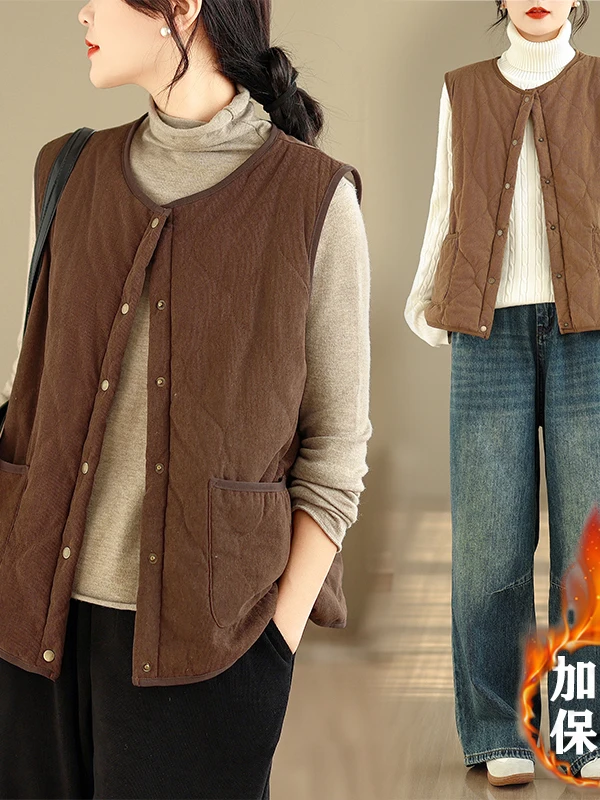 Thiened Corduroy Vest Women's Winter Large Size Simple Faion Cotton Inserted Jaet Stand Collar Long Sve Color
Thiened Corduroy Vest Women's Winter Large Size Simple Faion Cotton Inserted Jaet Stand Collar Long Sve Color