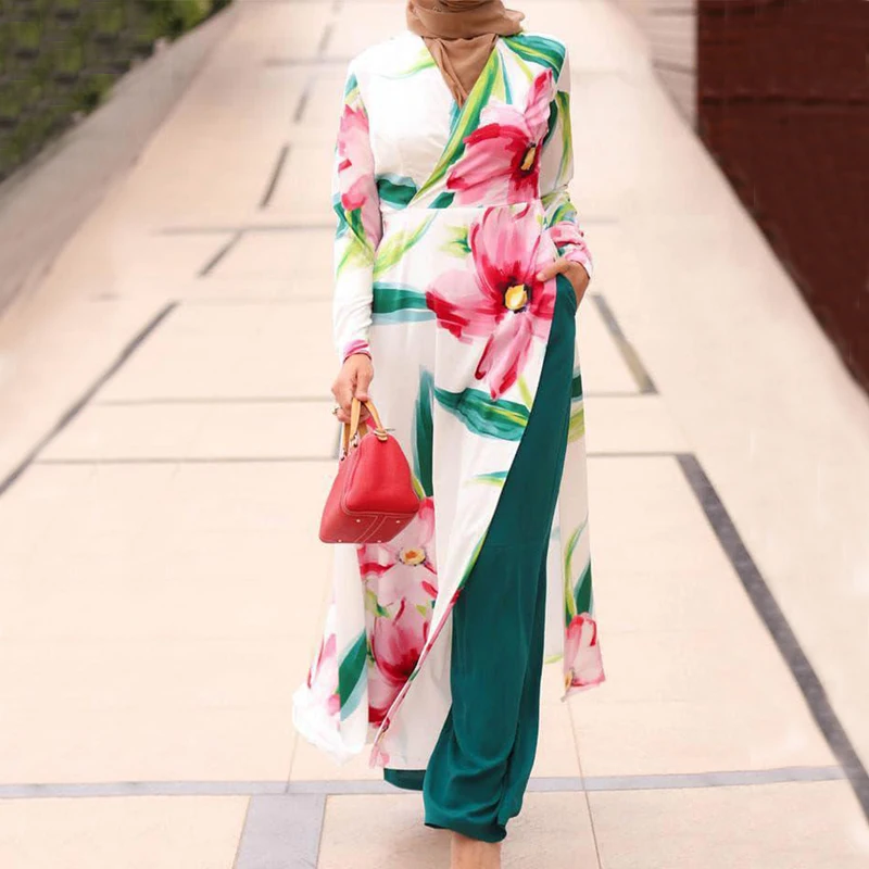 Vintage Stylish Muslim Suit 2PCS Long Sleeve Blouse Pant Sets Islamic Clothing Female Casual Floral Printed Matching Sets
Vintage Stylish Muslim Suit 2PCS Long Sleeve Blouse Pant Sets Islamic Clothing Female Casual Floral Printed Matching Sets