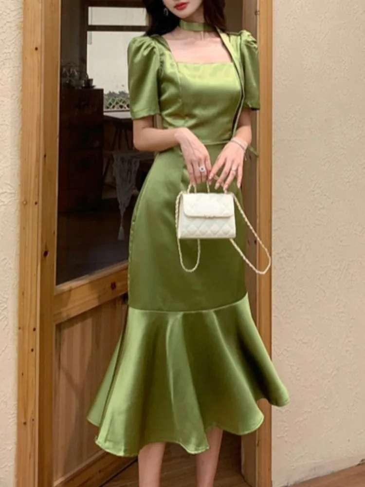 Vintage Slim Solid Chic Women Summer Dress Elegant Casual Bodycon Party Prom Dresses Female French Style Vestidos Clothes
Vintage Slim Solid Chic Women Summer Dress Elegant Casual Bodycon Party Prom Dresses Female French Style Vestidos Clothes