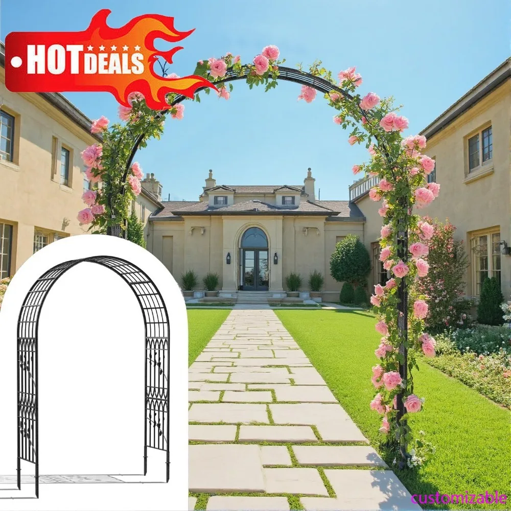 Fashion-Metal Garden Arbor, 104.3” Tall Wrought Iron Archway For Climbing Plants & Flowers, British-Style Garden Trellis (Black)
Fashion-Metal Garden Arbor, 104.3” Tall Wrought Iron Archway For Climbing Plants & Flowers, British-Style Garden Trellis (Black)