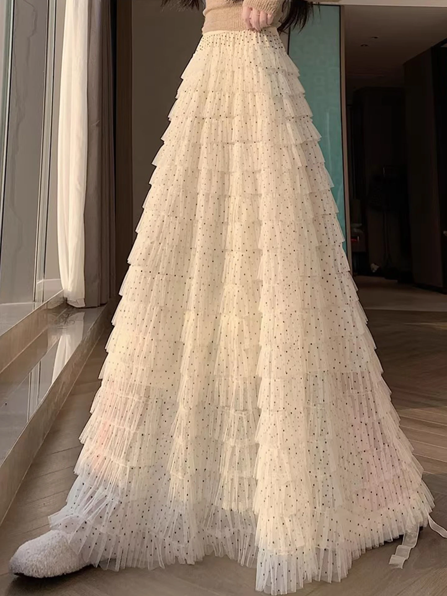 Pastel Polka Dot Tulle Skirt A-Line Multi-Layered Gown Women's Spring Autumn Gentle Style Long Half-length Polyester Fiber
Pastel Polka Dot Tulle Skirt A-Line Multi-Layered Gown Women's Spring Autumn Gentle Style Long Half-length Polyester Fiber