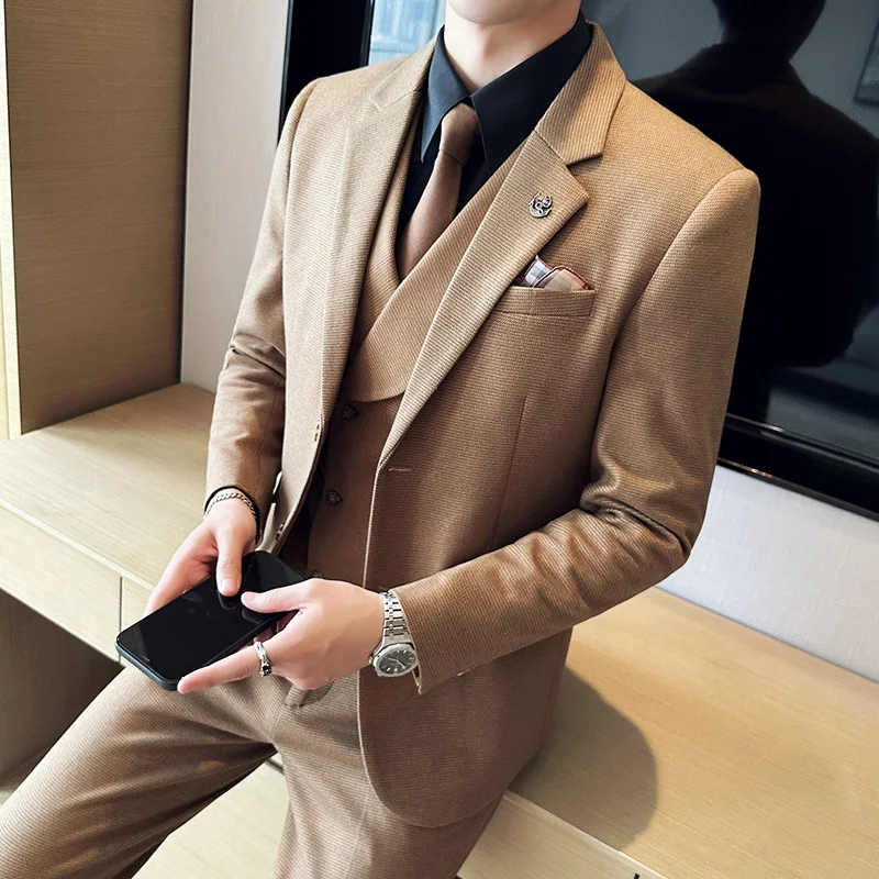 2023 Two-button Suit Set S-5XL (suit + Vest + Trousers) High-end Men's Fashion Handsome Korean Slim Solid Color Suit 3/2 Sets
2023 Two-button Suit Set S-5XL (suit + Vest + Trousers) High-end Men's Fashion Handsome Korean Slim Solid Color Suit 3/2 Sets