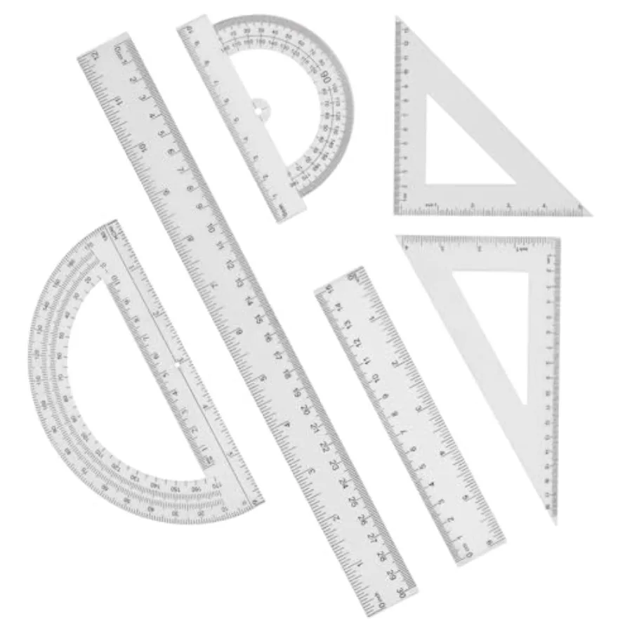 School Office Home Use Plastic Clear Ruler Math Set: 12-inch 6-inch Transparent Straight Rulers 30/60 45/90 Triangle Rulers Geo
School Office Home Use Plastic Clear Ruler Math Set: 12-inch 6-inch Transparent Straight Rulers 30/60 45/90 Triangle Rulers Geo