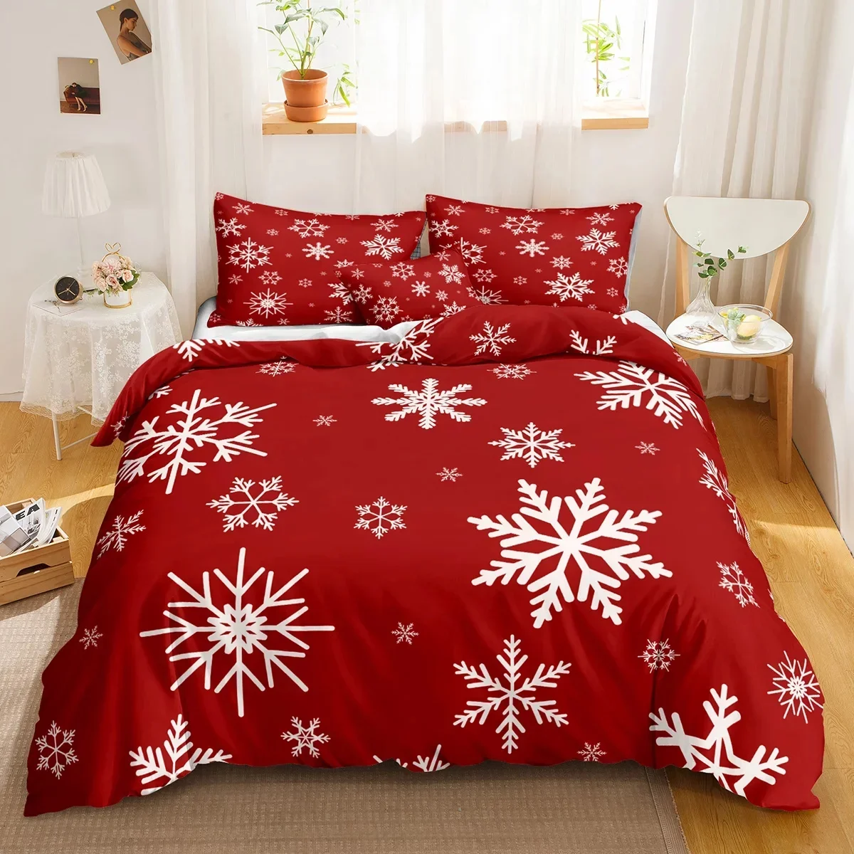 Red Christmas Duvet Cover Bedding Sets Snowflake Duvet Cover Set White Snowflake Microfiber for Bedroom Decoration Teens Women
Red Christmas Duvet Cover Bedding Sets Snowflake Duvet Cover Set White Snowflake Microfiber for Bedroom Decoration Teens Women