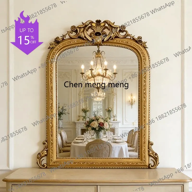 02M American retro arched fireplace decorative mirror dresser makeup mirror carving
02M American retro arched fireplace decorative mirror dresser makeup mirror carving