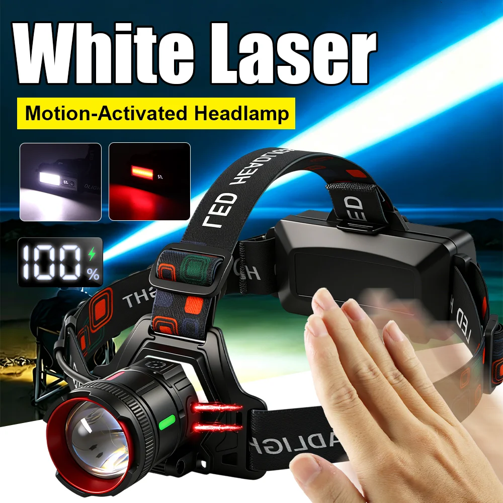 White Laser IR Sensor Headlamp LED Rechargeable 18650 Battery Cap Light Head LED Front Flashlight Fishing Camping Lantern Gift
White Laser IR Sensor Headlamp LED Rechargeable 18650 Battery Cap Light Head LED Front Flashlight Fishing Camping Lantern Gift