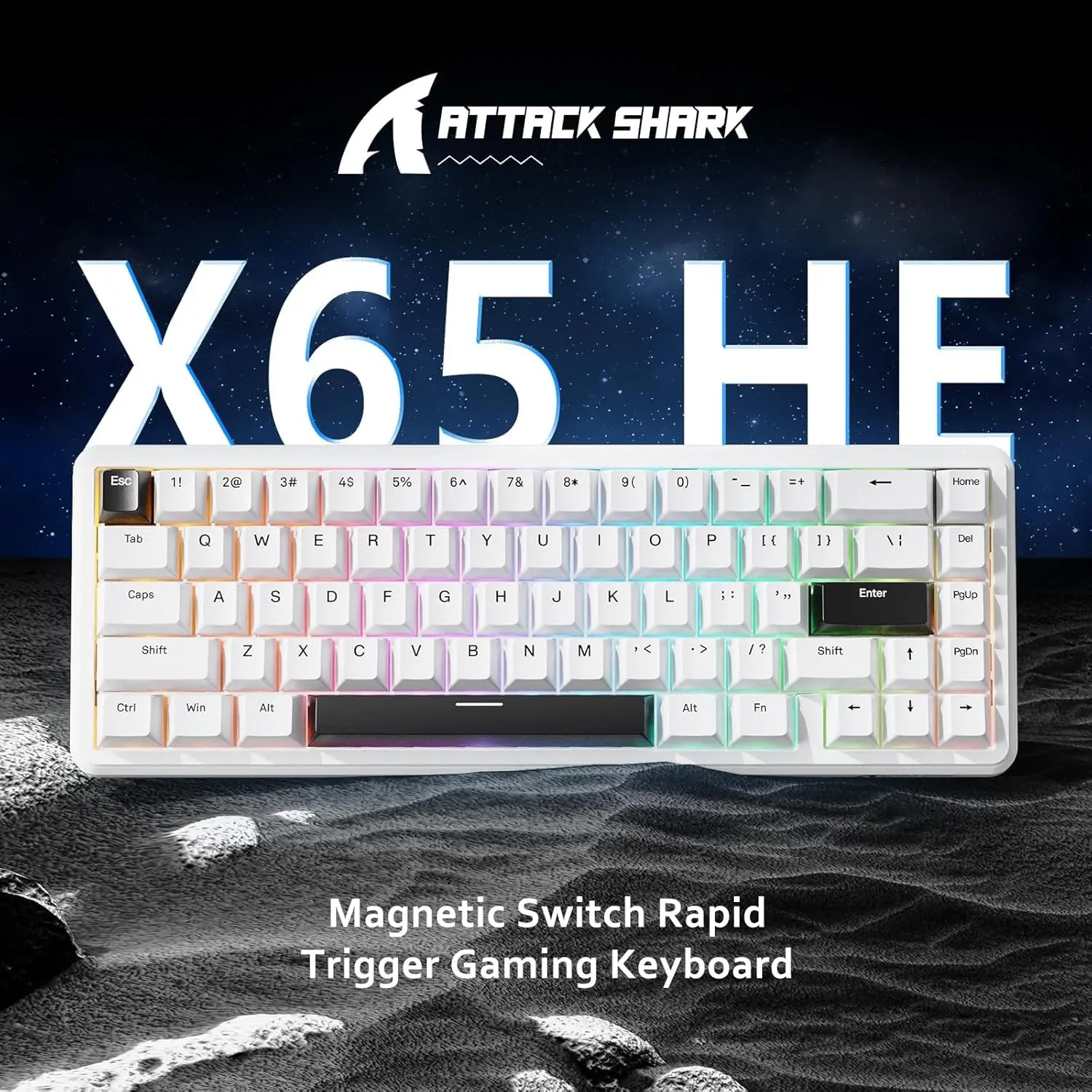 ATTACK SHARK X65 HE Проводной быстродействующий магнитный переключатель 65% механическая игровая клавиатура, эффект Холла, верхняя установка RGB с возможностью горячей замены
ATTACK SHARK X65 HE Проводной быстродействующий магнитный переключатель 65% механическая игровая клавиатура, эффект Холла, верхняя установка RGB с возможностью горячей замены