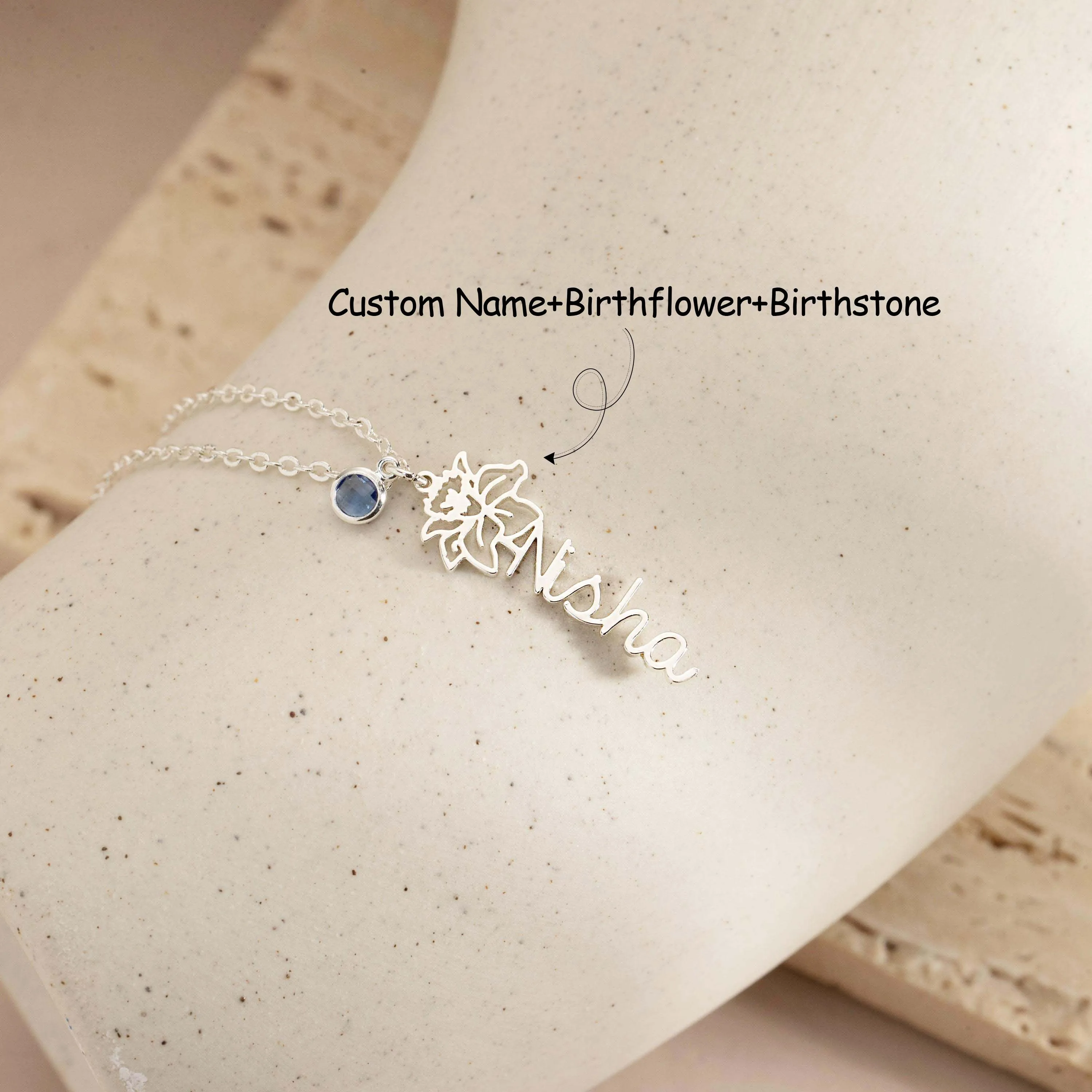 Personalized Name Necklace + BirthFlower + Birthstone, Floral Name Necklace, Mother Day Gift, Birthday Gift for Daughter
Personalized Name Necklace + BirthFlower + Birthstone, Floral Name Necklace, Mother Day Gift, Birthday Gift for Daughter