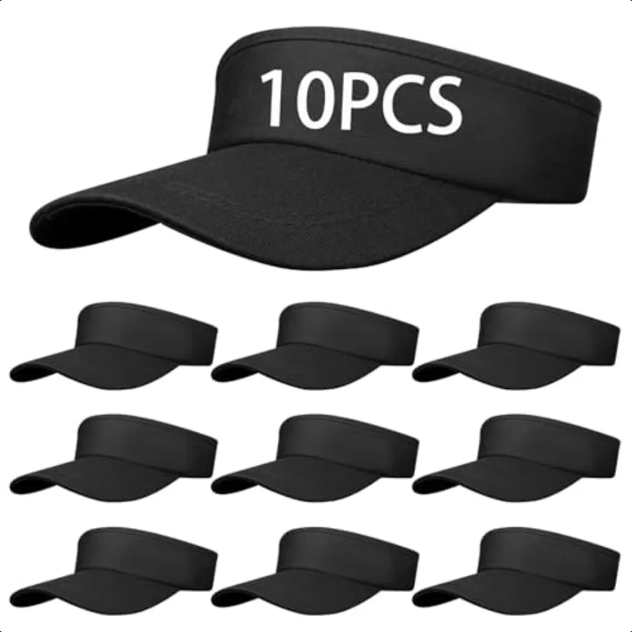 10 PCS Black Empty Top Hat Bulk Solid Color Blank Adjustable Sport Sun Visor Hats Athletic Visor Caps for Women and Men Summer
10 PCS Black Empty Top Hat Bulk Solid Color Blank Adjustable Sport Sun Visor Hats Athletic Visor Caps for Women and Men Summer