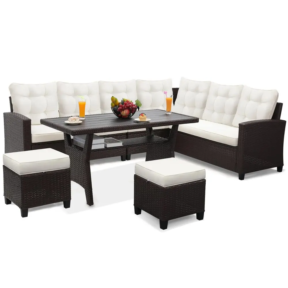 6Piece Patio Furniture Set, Outdoor Sectional Sofa with Dining Table amp Chairs, AllWeather Dining Set with Removable Cushion C
6Piece Patio Furniture Set, Outdoor Sectional Sofa with Dining Table amp Chairs, AllWeather Dining Set with Removable Cushion C