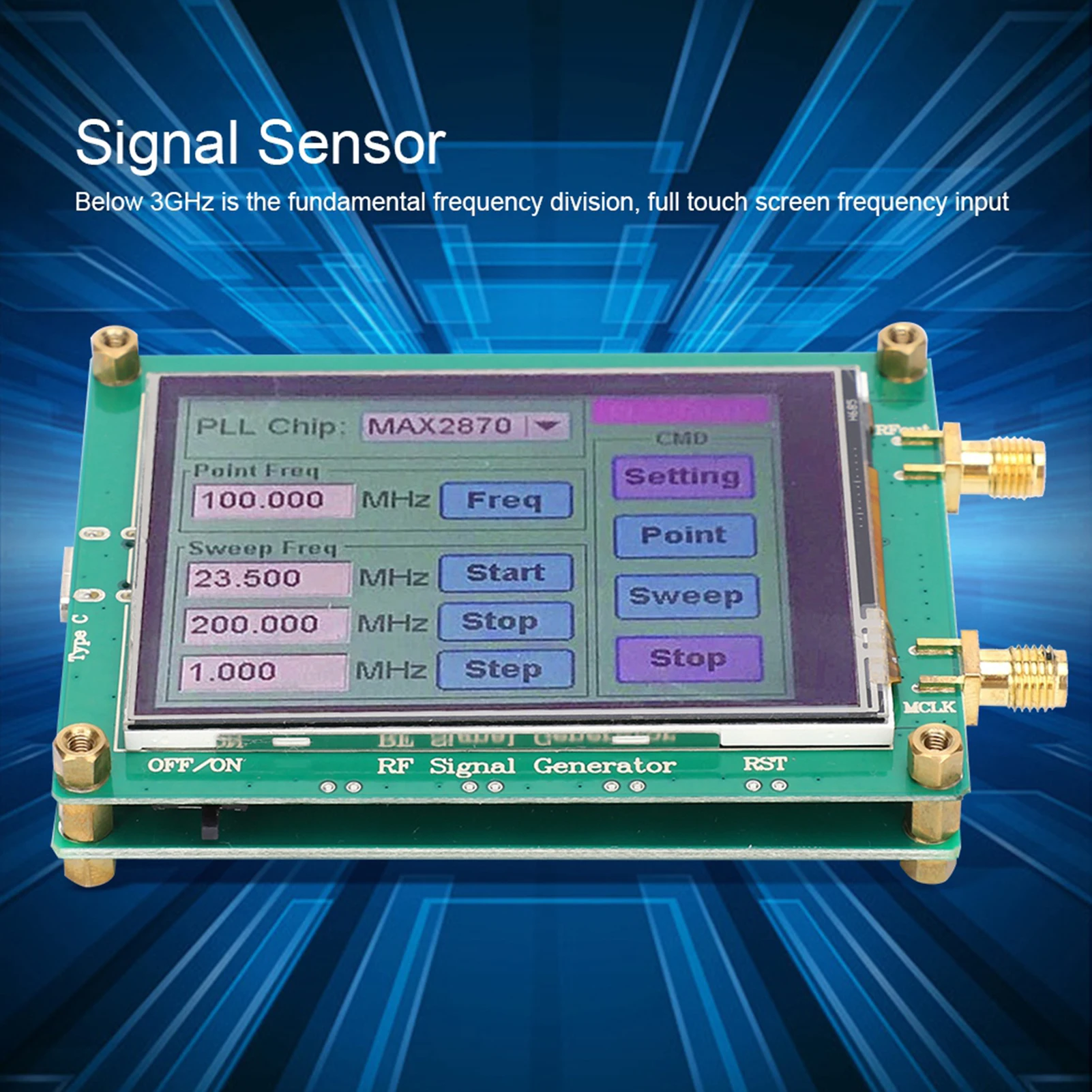 RF Signal Source Generator Module High Stability Low Noise Frequency MAX2870 23.5‑6000M RF Signal Source Module Signal Sensor