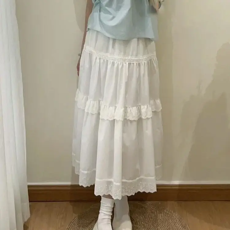 High Waist A-Line Skirt Lace Overlap Slimming White Sweet Spring Summer Half-length Fashionable Korean Style Commute
High Waist A-Line Skirt Lace Overlap Slimming White Sweet Spring Summer Half-length Fashionable Korean Style Commute