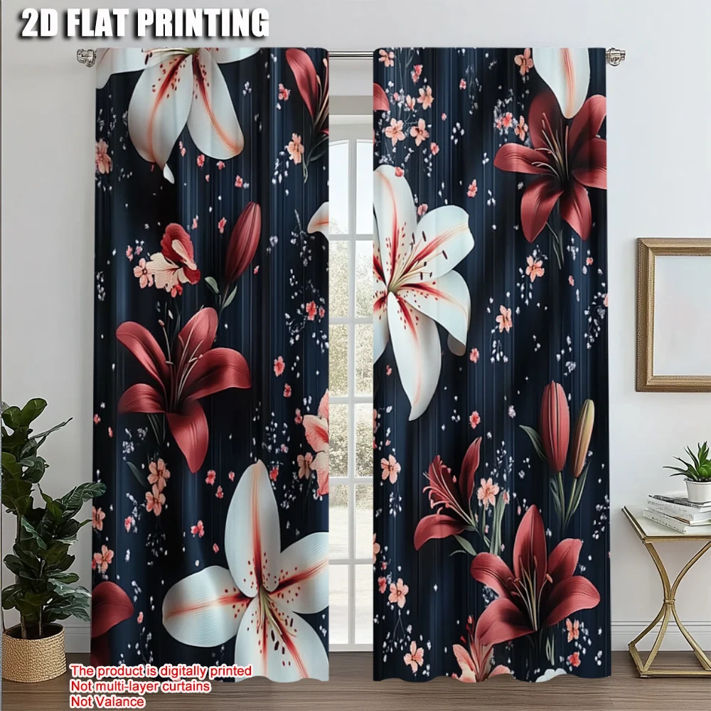 2pcs, Curtain Popular 2D print Vintage Red Flowers Polyester (without rod) Room Decor Perfect for Study, Living Room, Kitchen -
2pcs, Curtain Popular 2D print Vintage Red Flowers Polyester (without rod) Room Decor Perfect for Study, Living Room, Kitchen -