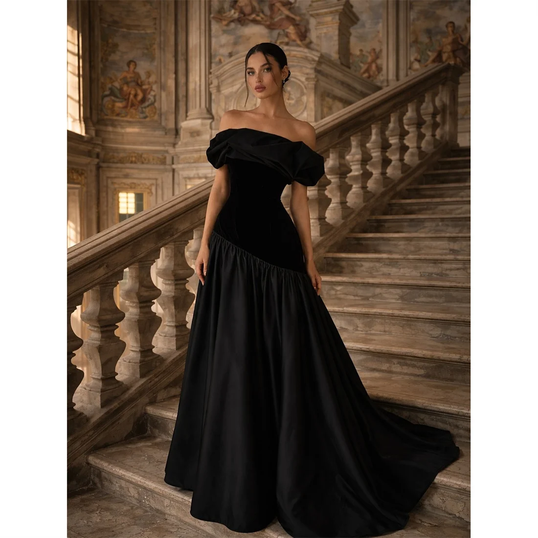 Lorrtta Satin Off The Shoulder Black A-Line Evening Dress 2026 Prom Dress Elegant Formal Evening Customized Robes de Soirée
Lorrtta Satin Off The Shoulder Black A-Line Evening Dress 2026 Prom Dress Elegant Formal Evening Customized Robes de Soirée