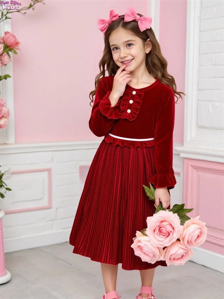 Baby Girl Dress Velvet Long Sleeve Pleated Dress 4-8Y Kids Clothes Elegant Pearl Decorated Girls Party Dress Autumn Winter Wear
Baby Girl Dress Velvet Long Sleeve Pleated Dress 4-8Y Kids Clothes Elegant Pearl Decorated Girls Party Dress Autumn Winter Wear