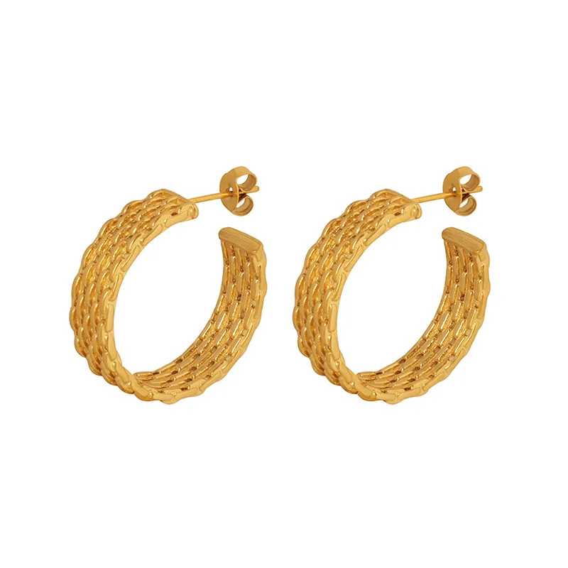 5/10/20pairs Fashion 18K Gold Plated Twist Stainless Steel Hoop Earring French Ear Cuff Circle Earring Wholesale Women Jewelry
5/10/20pairs Fashion 18K Gold Plated Twist Stainless Steel Hoop Earring French Ear Cuff Circle Earring Wholesale Women Jewelry