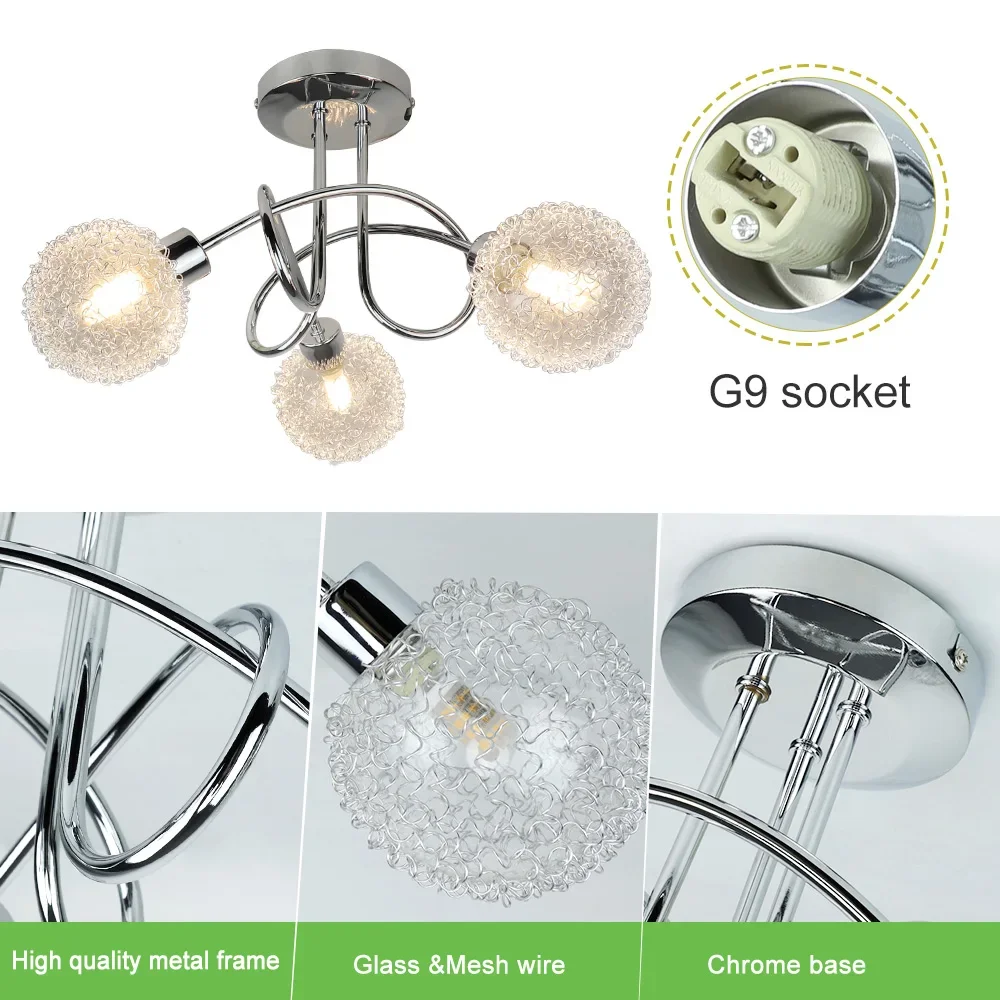 Depuley-Semi Flush Mount Ceiling Light Fixture, Sputnik Chandelier, Globe Wire Shade, Bedroom, Kitchen, Hallway, G9
Depuley-Semi Flush Mount Ceiling Light Fixture, Sputnik Chandelier, Globe Wire Shade, Bedroom, Kitchen, Hallway, G9