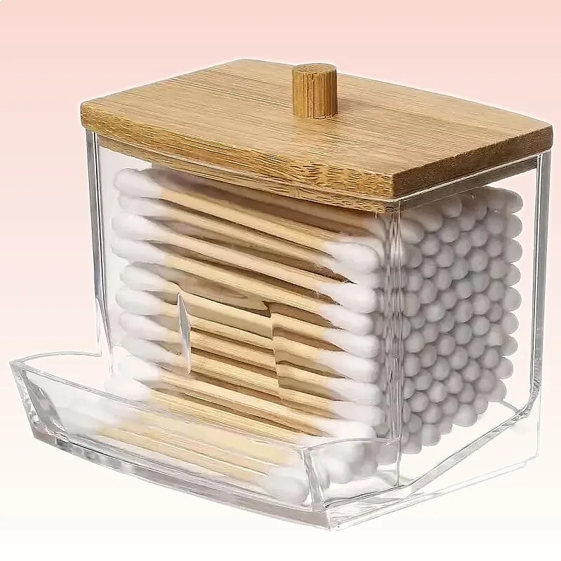 Cotton Swab Storage Box Double Head Cotton Buds Container Bamboo Lid Square Organizer
Cotton Swab Storage Box Double Head Cotton Buds Container Bamboo Lid Square Organizer