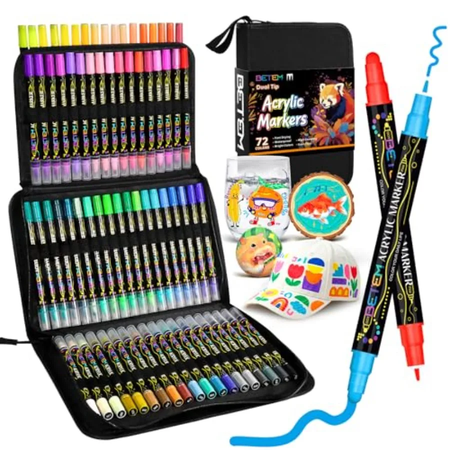 Dual Tip Acrylic, Fabric Decorating Kits Premium Water-Based Acrylic Paint Pens Art Supplies for Fabric, Rock, Wood, Glass, Can
Dual Tip Acrylic, Fabric Decorating Kits Premium Water-Based Acrylic Paint Pens Art Supplies for Fabric, Rock, Wood, Glass, Can