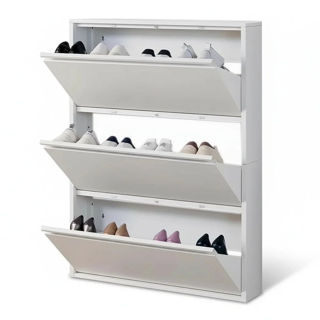 Shoe Storage Cabinet with 3 Flip Drawers, MDF Wood Hidden Shoe Rack, Wall Mount Slim Narrow Entryway Storage for 36-49 Pairs
Shoe Storage Cabinet with 3 Flip Drawers, MDF Wood Hidden Shoe Rack, Wall Mount Slim Narrow Entryway Storage for 36-49 Pairs