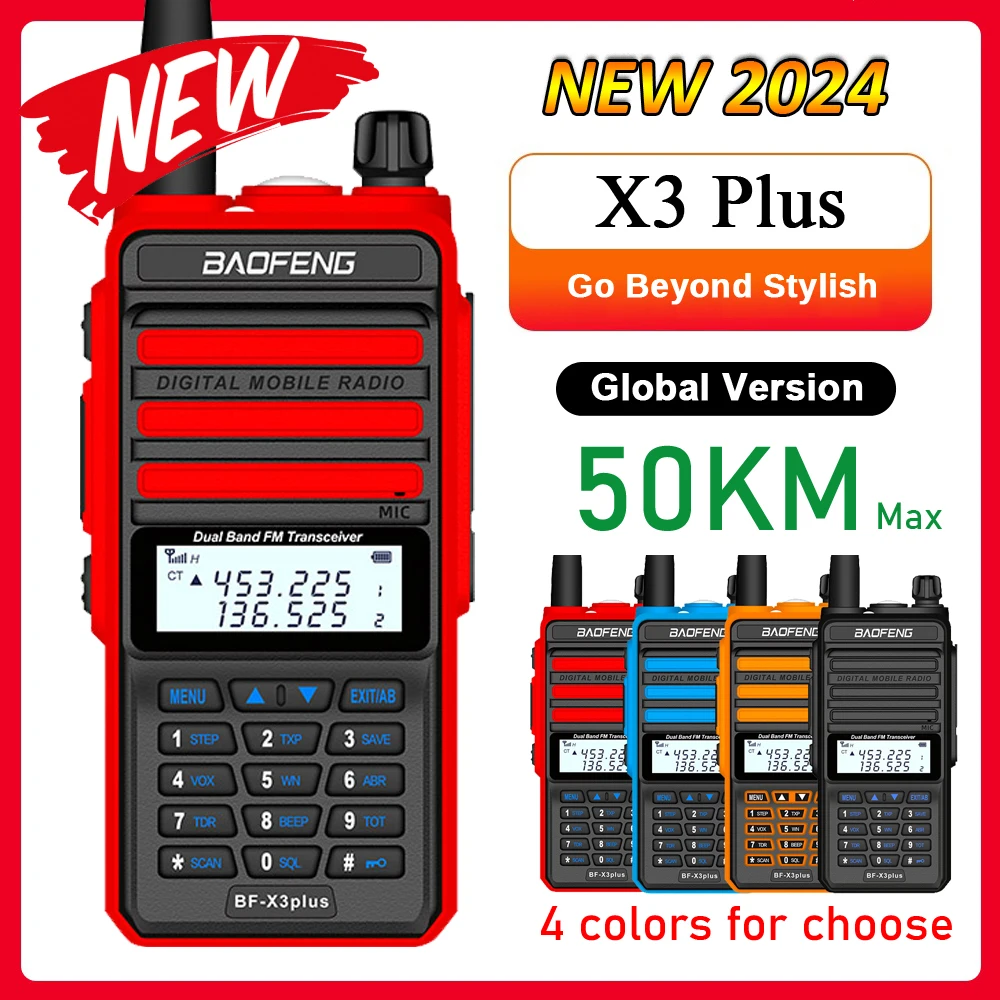 BaoFeng X3-Plus Talkie Walkies Long Range Tri-band Two Way Radio Waterproof UHF/VHF Transceiver 76-108MHz Radio Transmitter
BaoFeng X3-Plus Talkie Walkies Long Range Tri-band Two Way Radio Waterproof UHF/VHF Transceiver 76-108MHz Radio Transmitter
