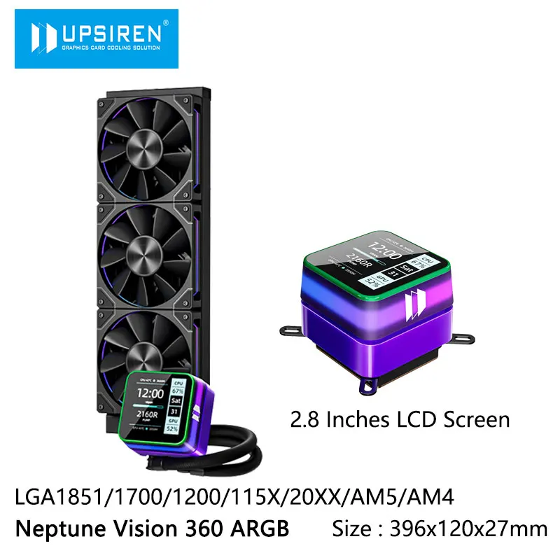 USIREN Neptune Vision 360 ARGB All-in-One Water Cooling Radiator,2.8 Inches LCD Digital Display/Support LGA1851/1700/115X/AM5
USIREN Neptune Vision 360 ARGB All-in-One Water Cooling Radiator,2.8 Inches LCD Digital Display/Support LGA1851/1700/115X/AM5