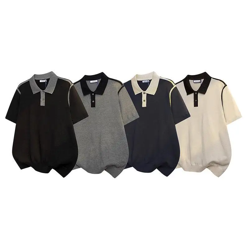 Mature Light Knitted Shirt Design Sense Turn-down Collar Color Block Fashion Urban Style Short Sleeve Men's T-shirt
Mature Light Knitted Shirt Design Sense Turn-down Collar Color Block Fashion Urban Style Short Sleeve Men's T-shirt