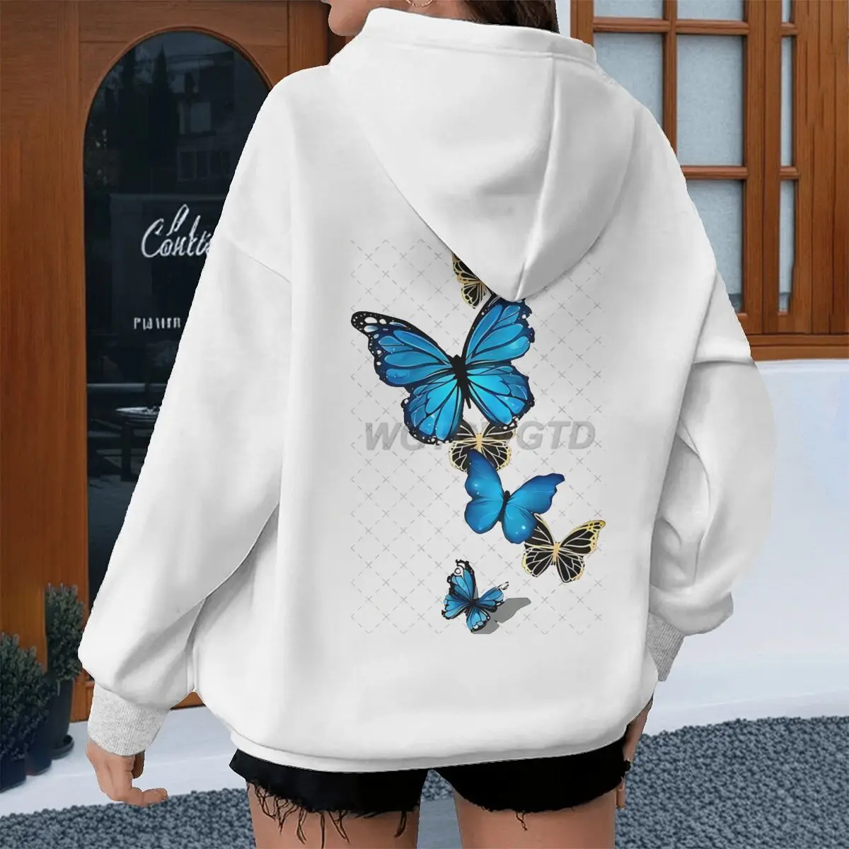 Women's Sweatshirts Hoodies Blue & Black Golden Vertical Wing Design Pullover Hoodie Butterfly Harajuku Street Style Clothing
Women's Sweatshirts Hoodies Blue & Black Golden Vertical Wing Design Pullover Hoodie Butterfly Harajuku Street Style Clothing