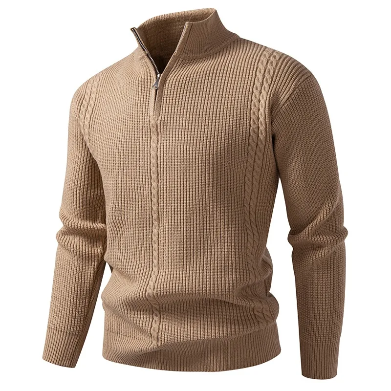 Men's Khaki Waffle Cable Knit Half Zip Mock Neck Pullover Long Sleeve Slim Fit Sweater For Men Autumn Winter Casual Streetwear
Men's Khaki Waffle Cable Knit Half Zip Mock Neck Pullover Long Sleeve Slim Fit Sweater For Men Autumn Winter Casual Streetwear