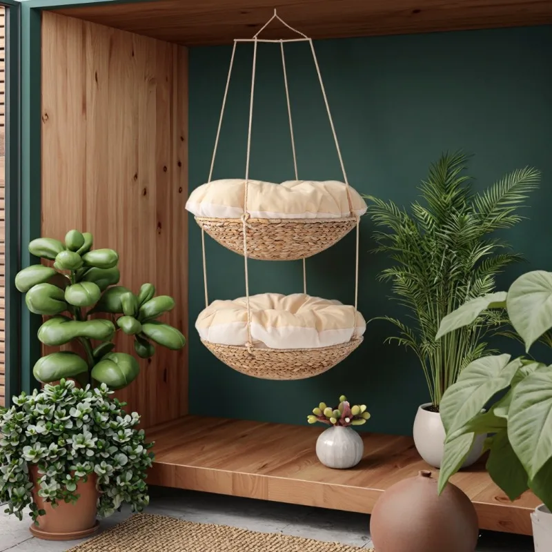 Double Layer Eco-Friendly Straw Woven Rattan Hammock Cool Summer Handmade Weaving for Pets Cats Dogs Hanging Basket Cool House
Double Layer Eco-Friendly Straw Woven Rattan Hammock Cool Summer Handmade Weaving for Pets Cats Dogs Hanging Basket Cool House