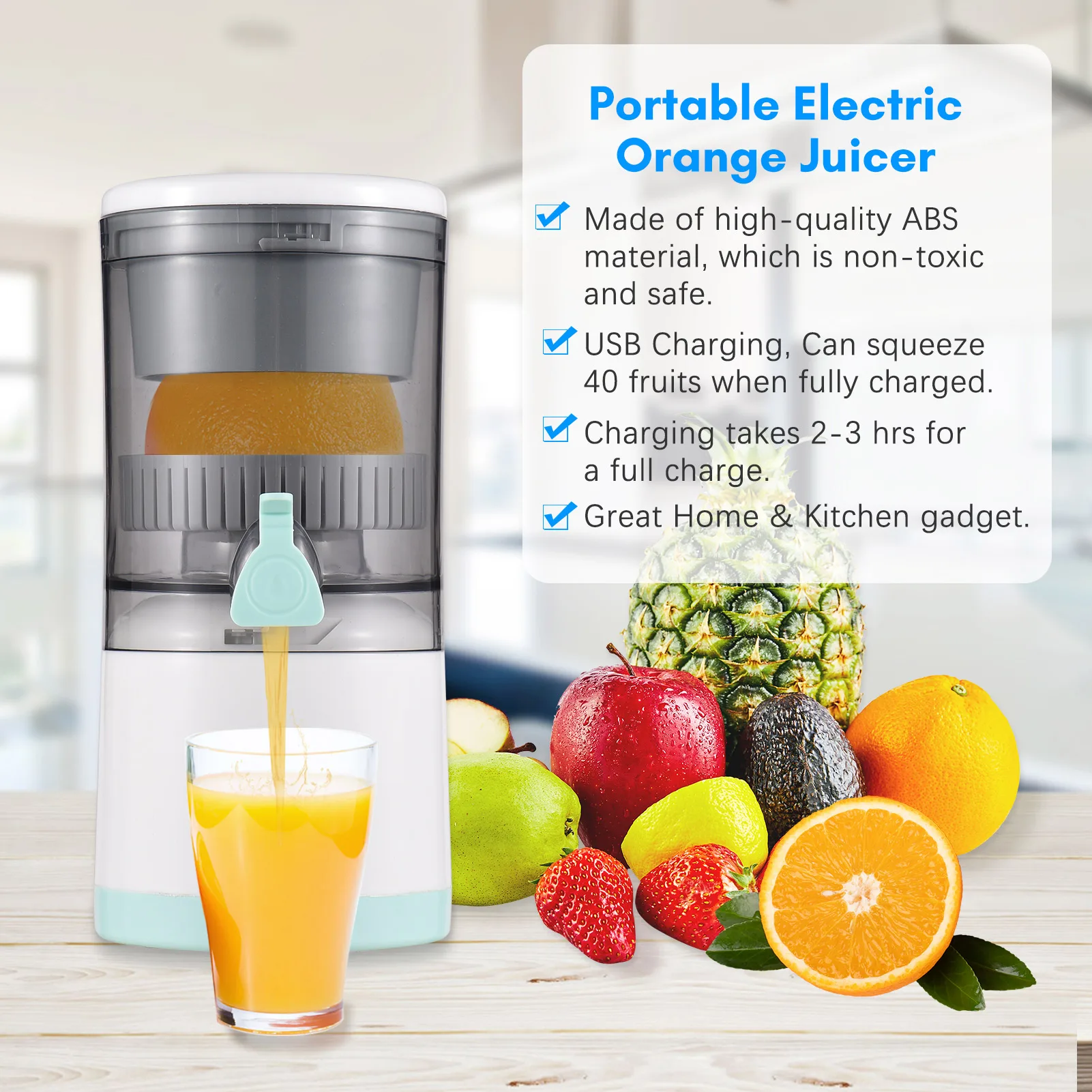 Electric Orange Juice Squeezer Hands Free Portable Citrus Juicer for Orange Lemon Apple USB Powered Detachable &Washable
Electric Orange Juice Squeezer Hands Free Portable Citrus Juicer for Orange Lemon Apple USB Powered Detachable &Washable