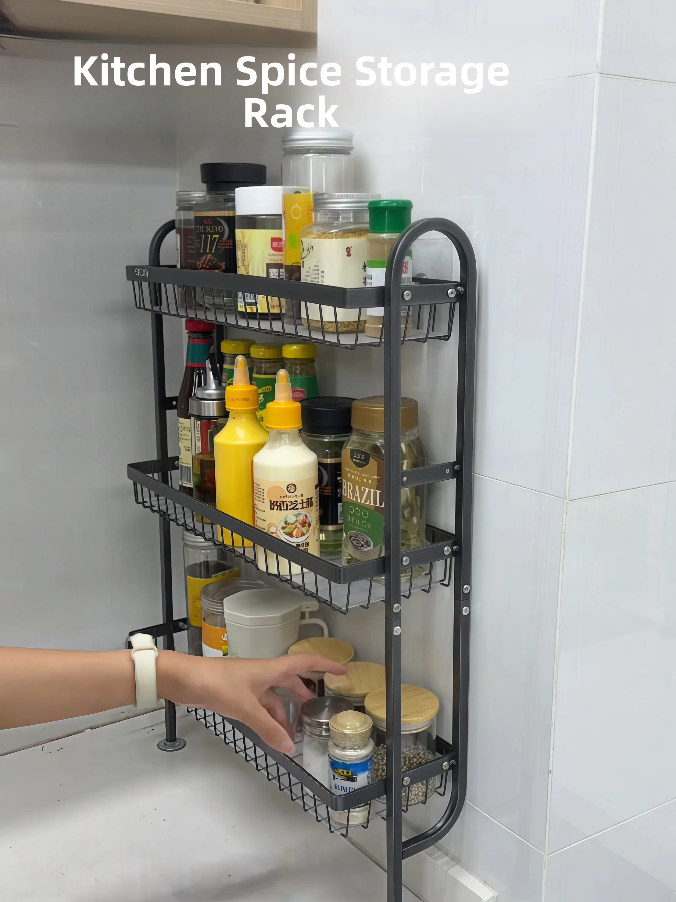 Narrow Kitchen Spice Ra Storage elf Modern Simplici Design Carbon Steel Material No Drilling Required for elf Install...
Narrow Kitchen Spice Ra Storage elf Modern Simplici Design Carbon Steel Material No Drilling Required for elf Install...