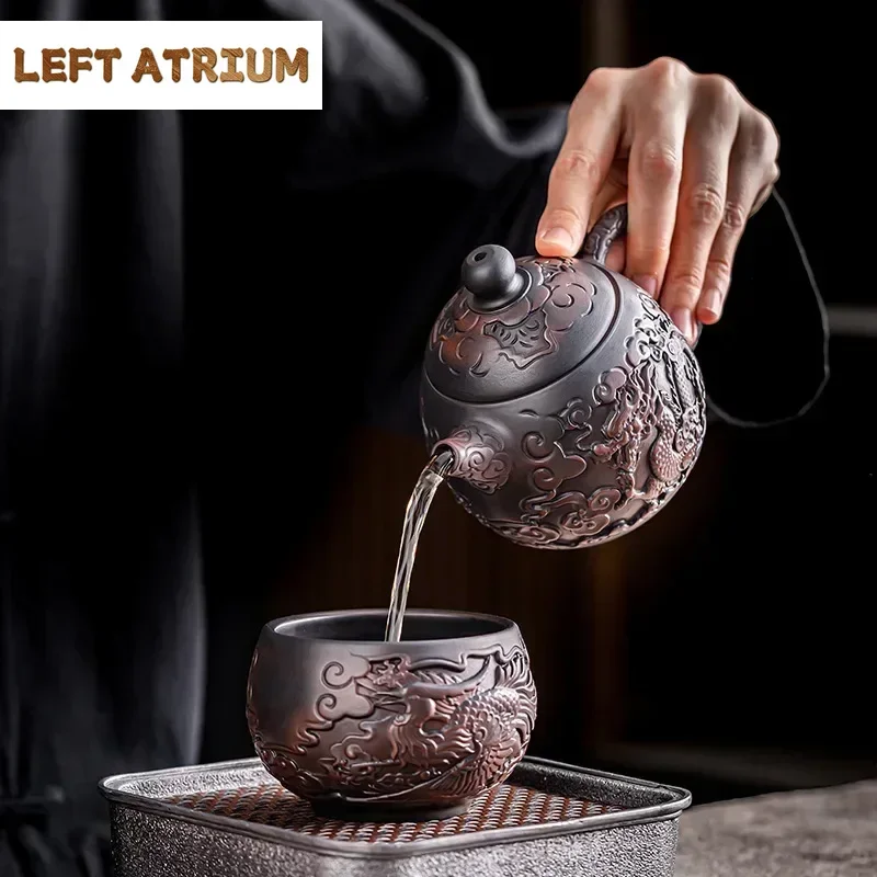 Jianshui Purple Pottery Teapot Heap Carving Xianglong Pot Kung Fu Tea Set Purple Clay Pot Deep Carving Tea Making Tea Kettle
Jianshui Purple Pottery Teapot Heap Carving Xianglong Pot Kung Fu Tea Set Purple Clay Pot Deep Carving Tea Making Tea Kettle