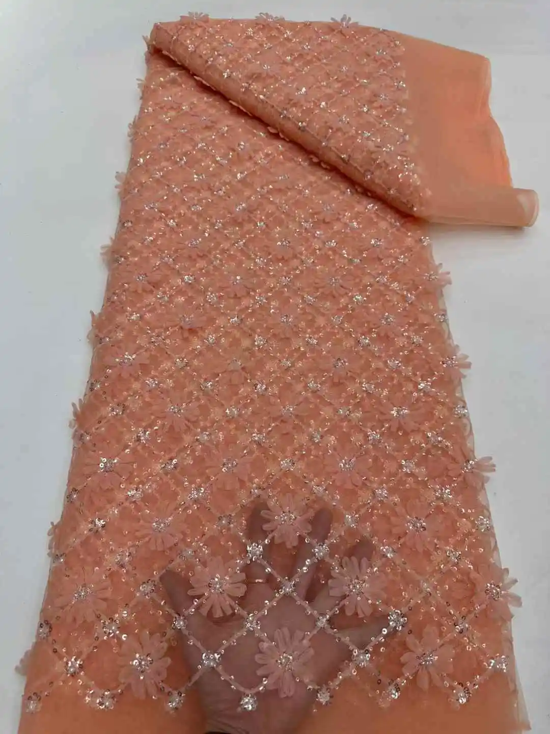 African Beaded Lace Fabric 2025 High Quality Stylish French Mesh 3D Floral Embroidery Nigerian Sequin Tulle Fabric Wedding Party
African Beaded Lace Fabric 2025 High Quality Stylish French Mesh 3D Floral Embroidery Nigerian Sequin Tulle Fabric Wedding Party