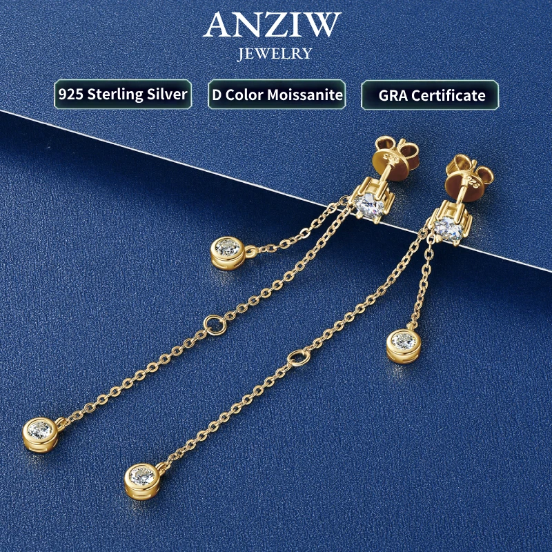 Real 925 Silver D Color Moissanite Stud Earrings Long Chain Drop Earrings Piercing Ear Wedding Jewelry for Women Gift 2024 Trend
Real 925 Silver D Color Moissanite Stud Earrings Long Chain Drop Earrings Piercing Ear Wedding Jewelry for Women Gift 2024 Trend