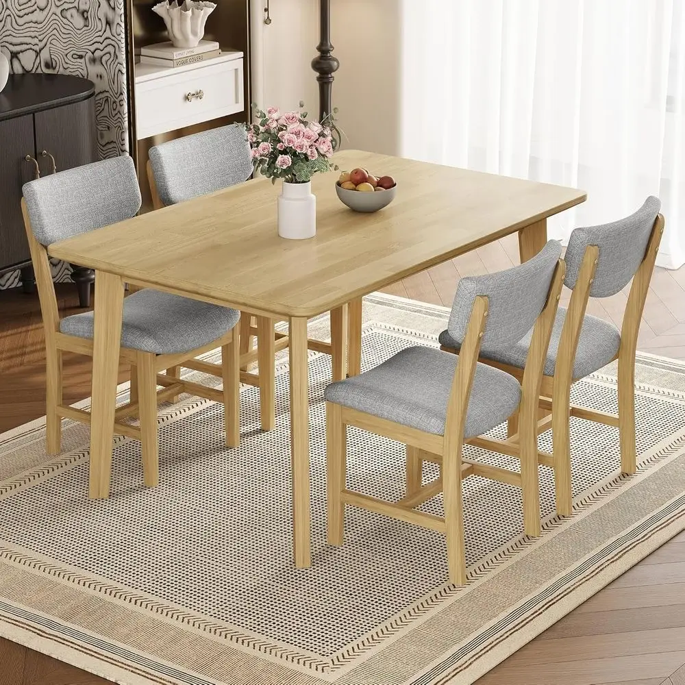 5-Piece Solid Wood Dining Set: Table with 4 Padded Chairs, Natural Oak Finish for Modern Dining Rooms
5-Piece Solid Wood Dining Set: Table with 4 Padded Chairs, Natural Oak Finish for Modern Dining Rooms