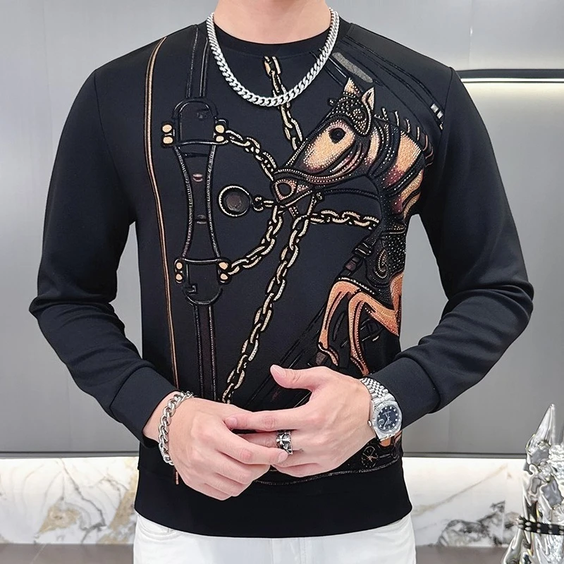 Роскошные брендовые толстовки со стразами для мужчин, пуловер с длинными рукавами и круглым вырезом, модные повседневные деловые толстовки, мужская одежда 2025
Роскошные брендовые толстовки со стразами для мужчин, пуловер с длинными рукавами и круглым вырезом, модные повседневные деловые толстовки, мужская одежда 2025