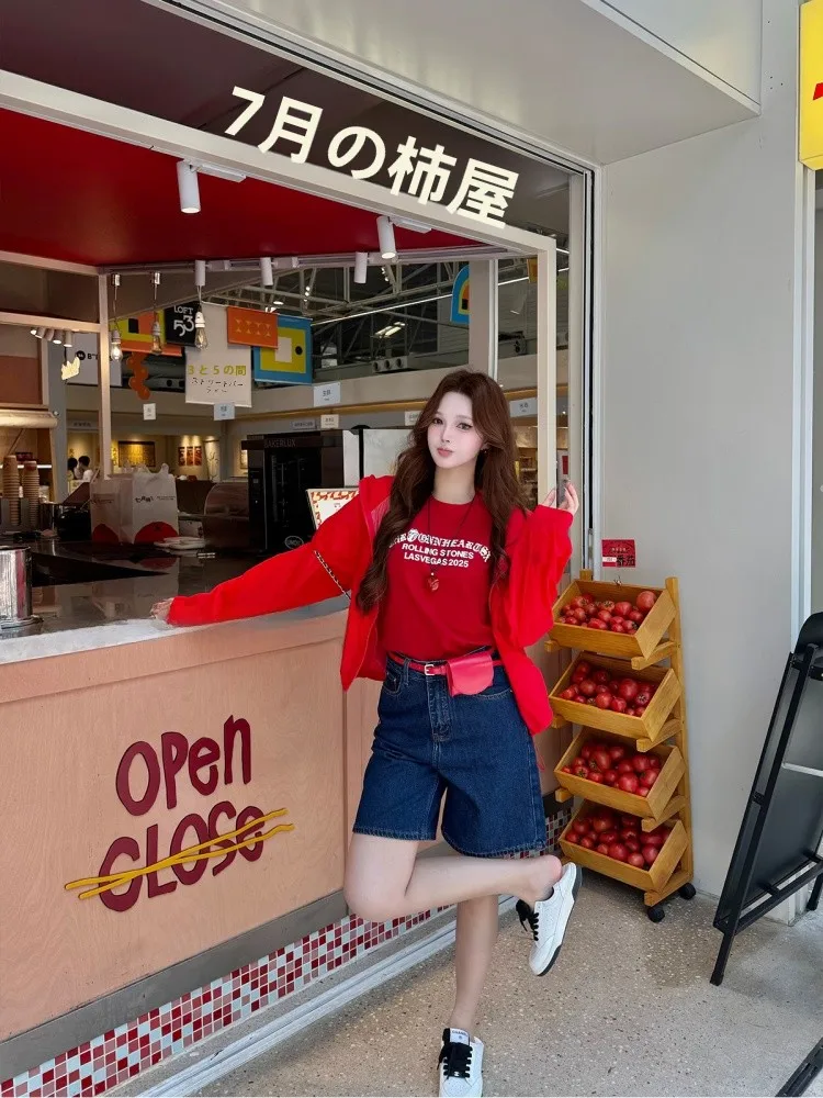 JONI Summer Essential Comfortable Slimming Versatile Deep Blue Denim Mid-Length Pants with Large Red Waist Bag Belt Ladies Jeans
JONI Summer Essential Comfortable Slimming Versatile Deep Blue Denim Mid-Length Pants with Large Red Waist Bag Belt Ladies Jeans