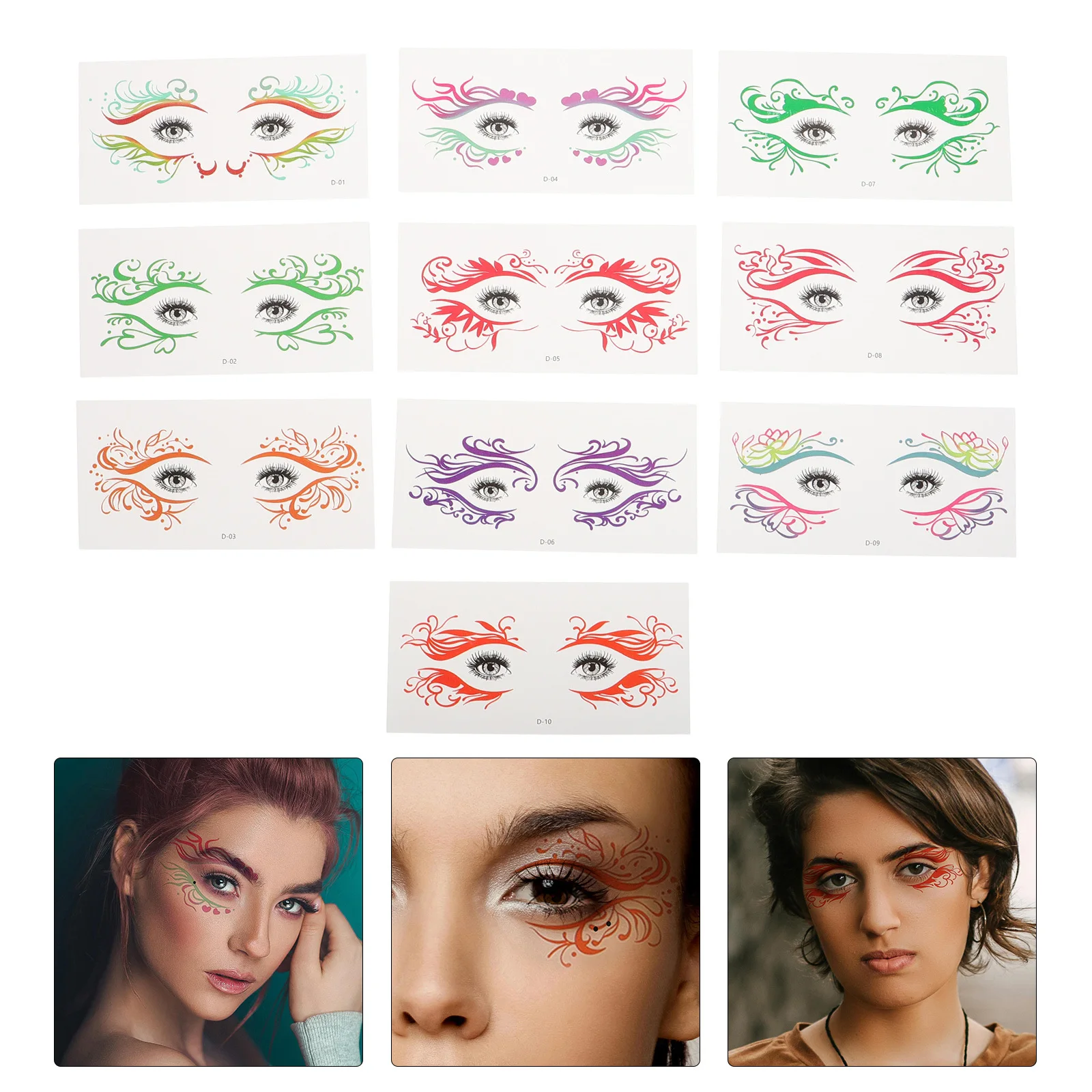10 Sheets Eye Tattoo Stickers Washable Face Decoration for Women Halloween Rave Festival Sparkle Freckles Face Stencils Kids
10 Sheets Eye Tattoo Stickers Washable Face Decoration for Women Halloween Rave Festival Sparkle Freckles Face Stencils Kids