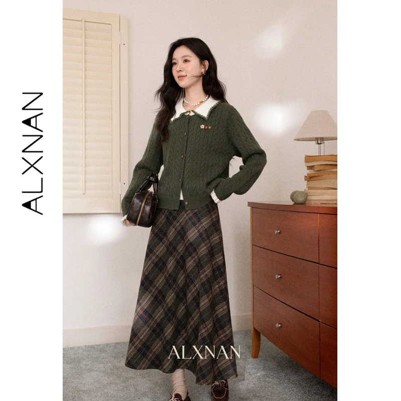 ALXNAN Women's Green Knit Cardigan 2026 Trend Fake Two-piece Lapel Long Sleeve Sweater Fashion Elegant Female Clothing L60362
ALXNAN Women's Green Knit Cardigan 2026 Trend Fake Two-piece Lapel Long Sleeve Sweater Fashion Elegant Female Clothing L60362