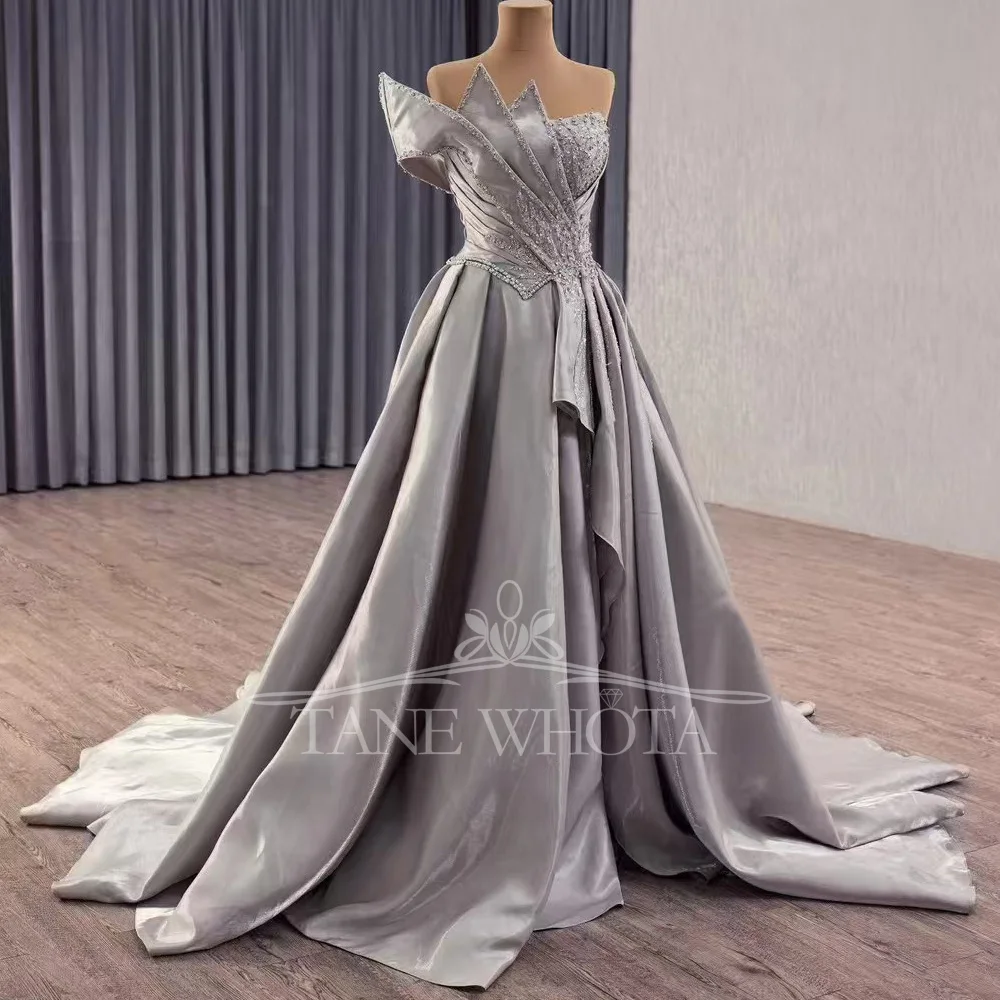 Grey Sheath Evening Dress Strapless Lace-Up Back Crystal Sequined Customizable Evening Gown For Women Party Wear
Grey Sheath Evening Dress Strapless Lace-Up Back Crystal Sequined Customizable Evening Gown For Women Party Wear