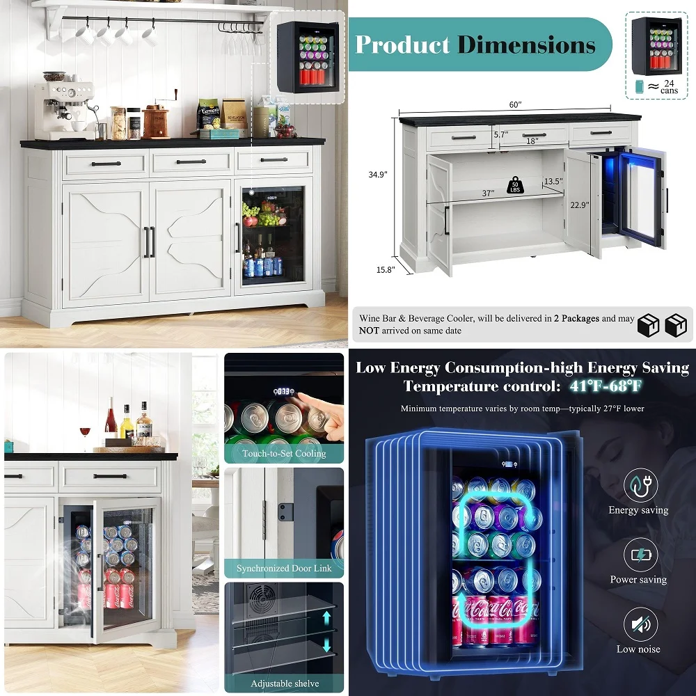 Bar Cabinet with Fridge Space, Liquor Wine Bar Cabinets with Wine Rack and Glass Holder, Mini Fridge Cabinet with Storage, Flut
Bar Cabinet with Fridge Space, Liquor Wine Bar Cabinets with Wine Rack and Glass Holder, Mini Fridge Cabinet with Storage, Flut