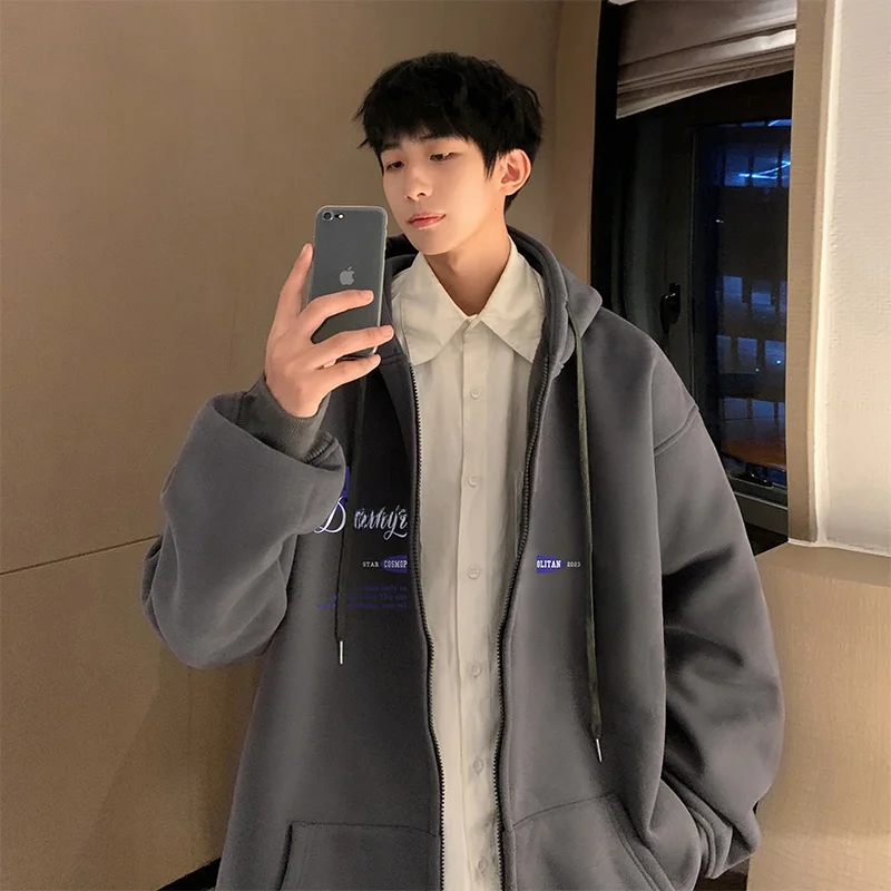 Spring Thiened Hooded Cardigan Sweatirt Men's Warmth Street Sle Casual Loose Fit Print No Ironing Spring Autumn New Arr...
Spring Thiened Hooded Cardigan Sweatirt Men's Warmth Street Sle Casual Loose Fit Print No Ironing Spring Autumn New Arr...