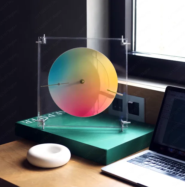 Rainbow wall clock, acrylic mute, modern ins futuristic color change
Rainbow wall clock, acrylic mute, modern ins futuristic color change