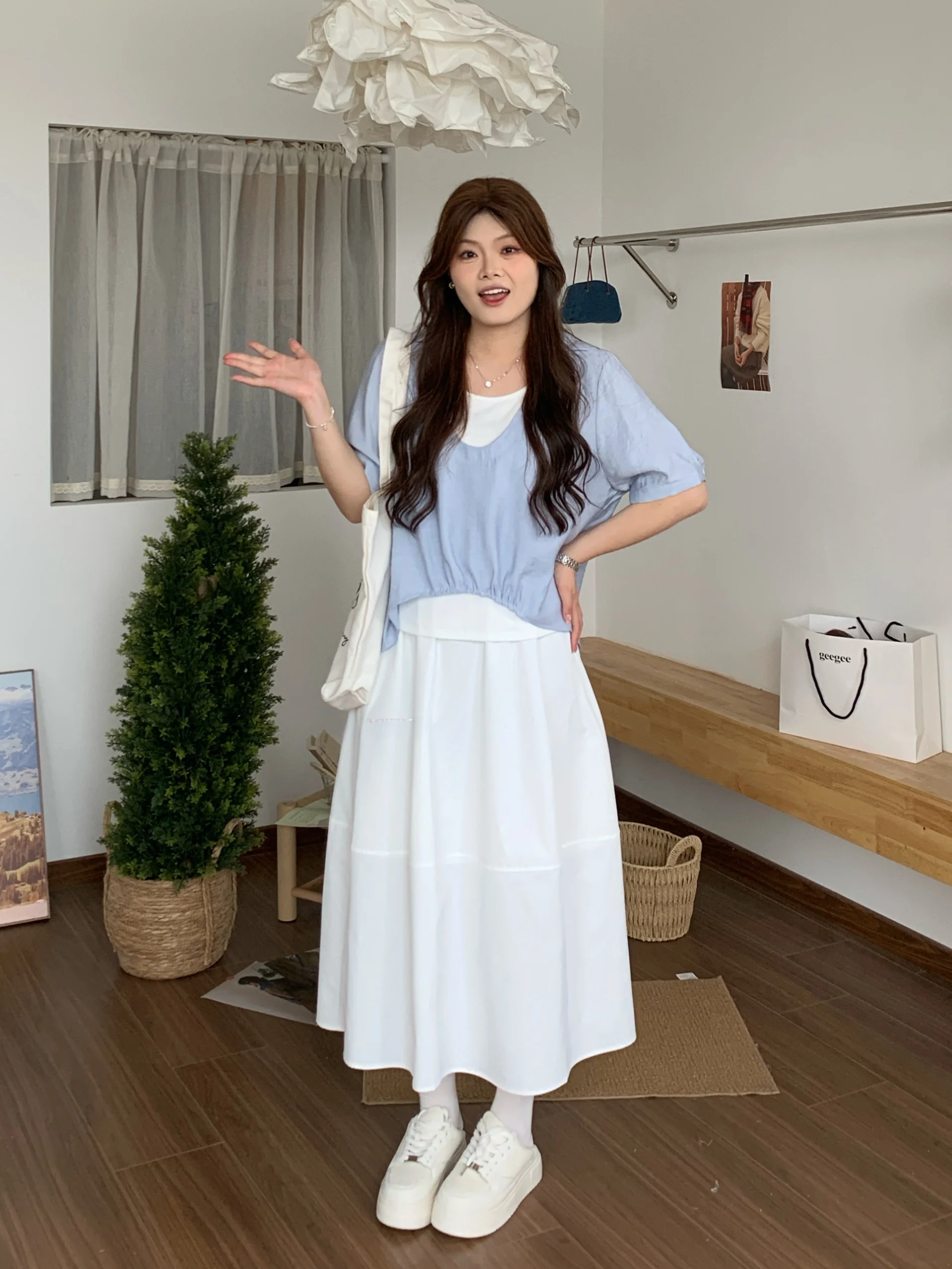 Loose Fit Short Sleeve Shirt Qingyu Summer plus Size Korean Design Collar Color Block Loose Meat Concealing Girl's Shirt
Loose Fit Short Sleeve Shirt Qingyu Summer plus Size Korean Design Collar Color Block Loose Meat Concealing Girl's Shirt