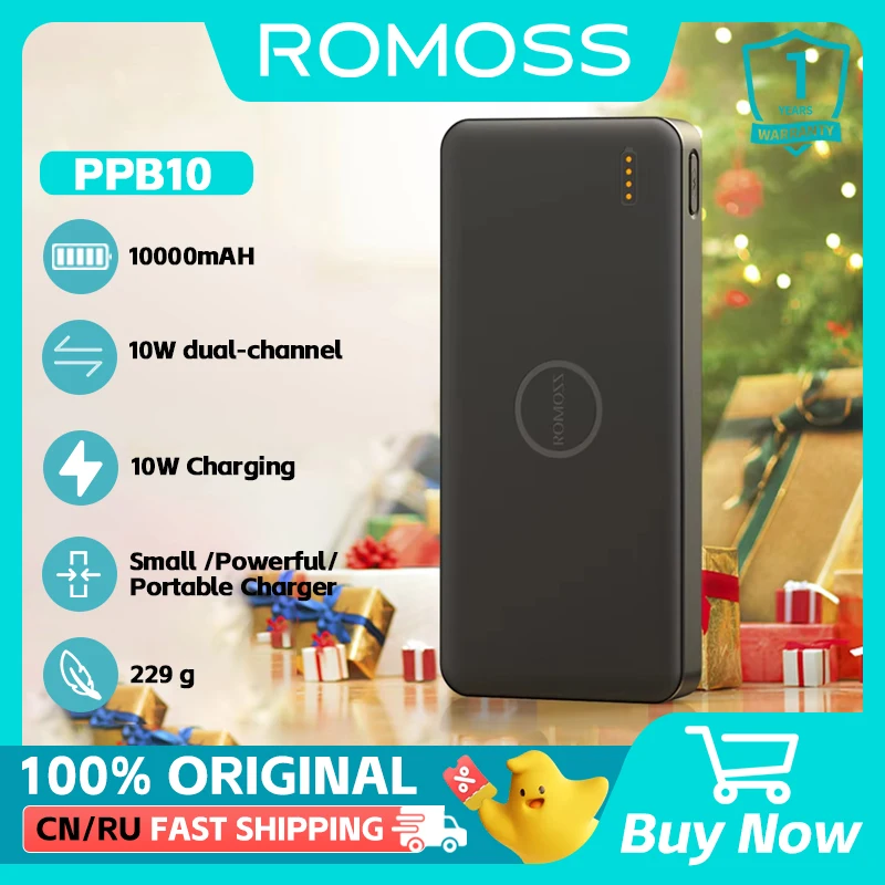 ROMOSS PPB10 Power Bank 10000 mAh 10W Charging Powerbank PD1.0 QC3.0 Portable Battery Charger For xiaomi iphone Huawei
ROMOSS PPB10 Power Bank 10000 mAh 10W Charging Powerbank PD1.0 QC3.0 Portable Battery Charger For xiaomi iphone Huawei