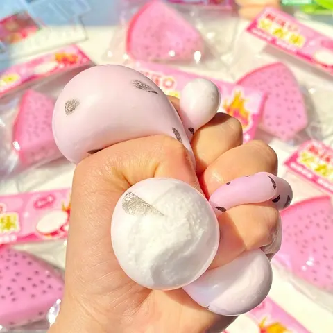 Simulated Color-changing Dragon Fruit Squishy Toy Fruit Hand Anti-stress Squeeze Ball Decompression Toys for Sensory Autism